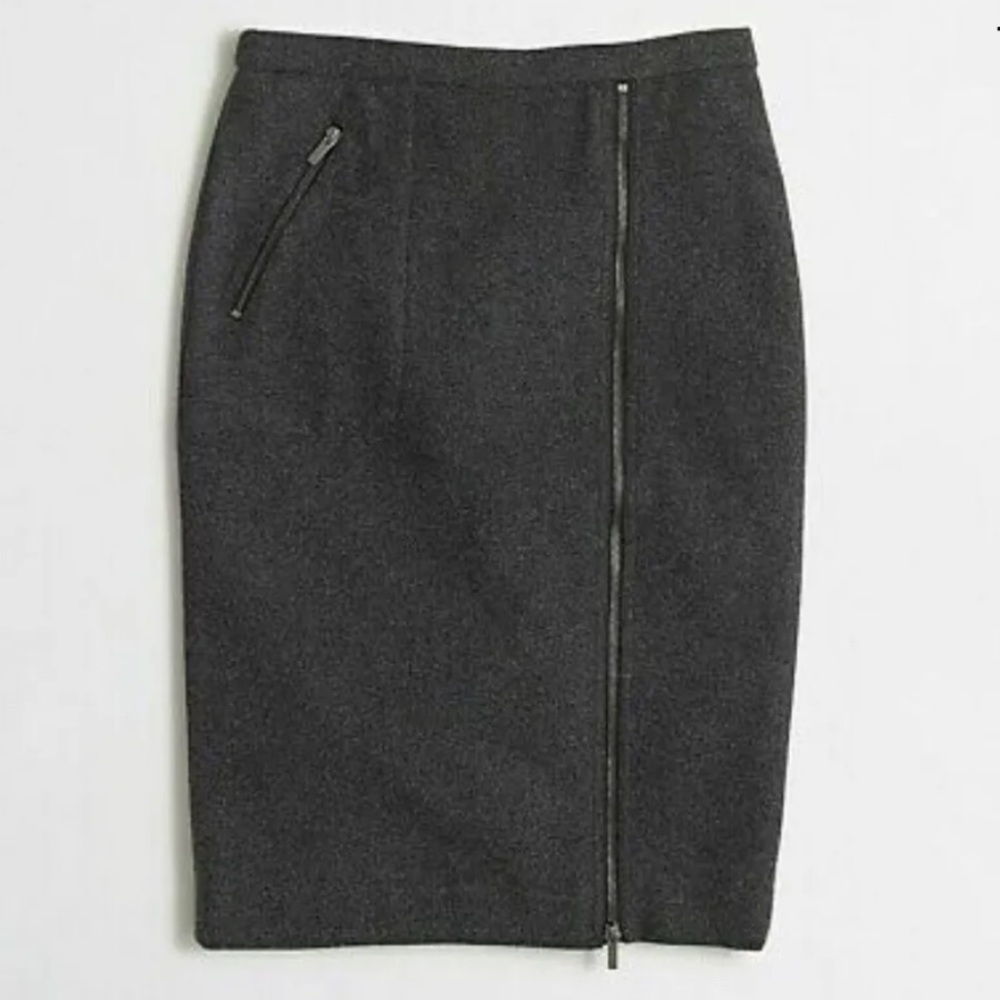 J Crew Asymmetrical Zip Pencil Wool Skirt
